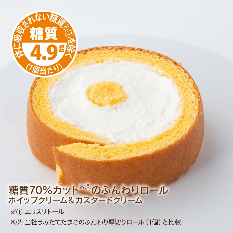 糖質70％カットのふんわりロール ホイップクリーム＆カスタードクリーム