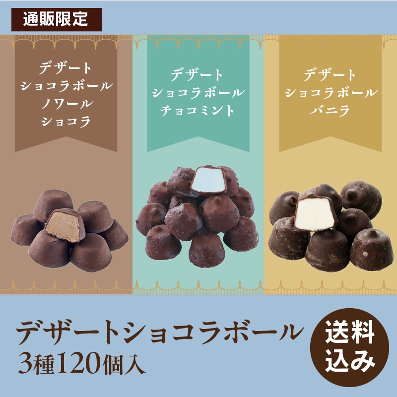 【通販】デザートショコラボール3種120個入 ドライアイス付き（送料込み）